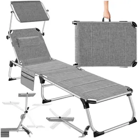 Tectake tectake® Sonnenliege, Grau, Kunststoff, 60.5x115x200 cm, Gartenmöbel, Gartenliegen
