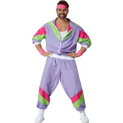 tectake® Herrenkostüm Retro 80er 90er Jahre Jogginganzug