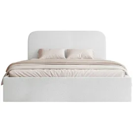 Selsey Polsterbett 140x200 mit Bettkasten, Bouclé, weiß -