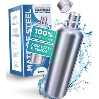 MATE OF STEEL® 100% Plastikfreie 0.8L Edelstahl Flasche für Sodastream Duo, Easy & Terra - Edelstahl Trinkflasche Spülmaschinenfest - Ersatzflaschen für Soda Streaming Wassersprudler
