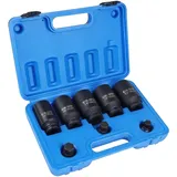 MIGUBIGU 8 Stück 1/2 Zoll Vielzahn Nusskasten 30/32/34/35/36 mm, 6 Sechskant-Stecknüsse 14/17/19mm, 12 Kant Schlagschrauber Nüsse set, Vielzahn Nuss Satz, Socket Spanner Set mit Blau Box