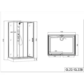 SANOTECHNIK Komplettduschkabine BOSTON - mit Schnellmontage 90 x 120 x 215 cm - Schwarz/Silber