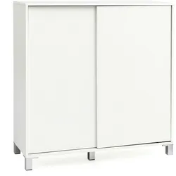 Kadima Design Schuhschrank `Fulda`: 20 Paar Schuhe, moderne Ablagefächer, Schiebetüren, kratzfest, Melaminharz. Weiß, 100x38x108 cm