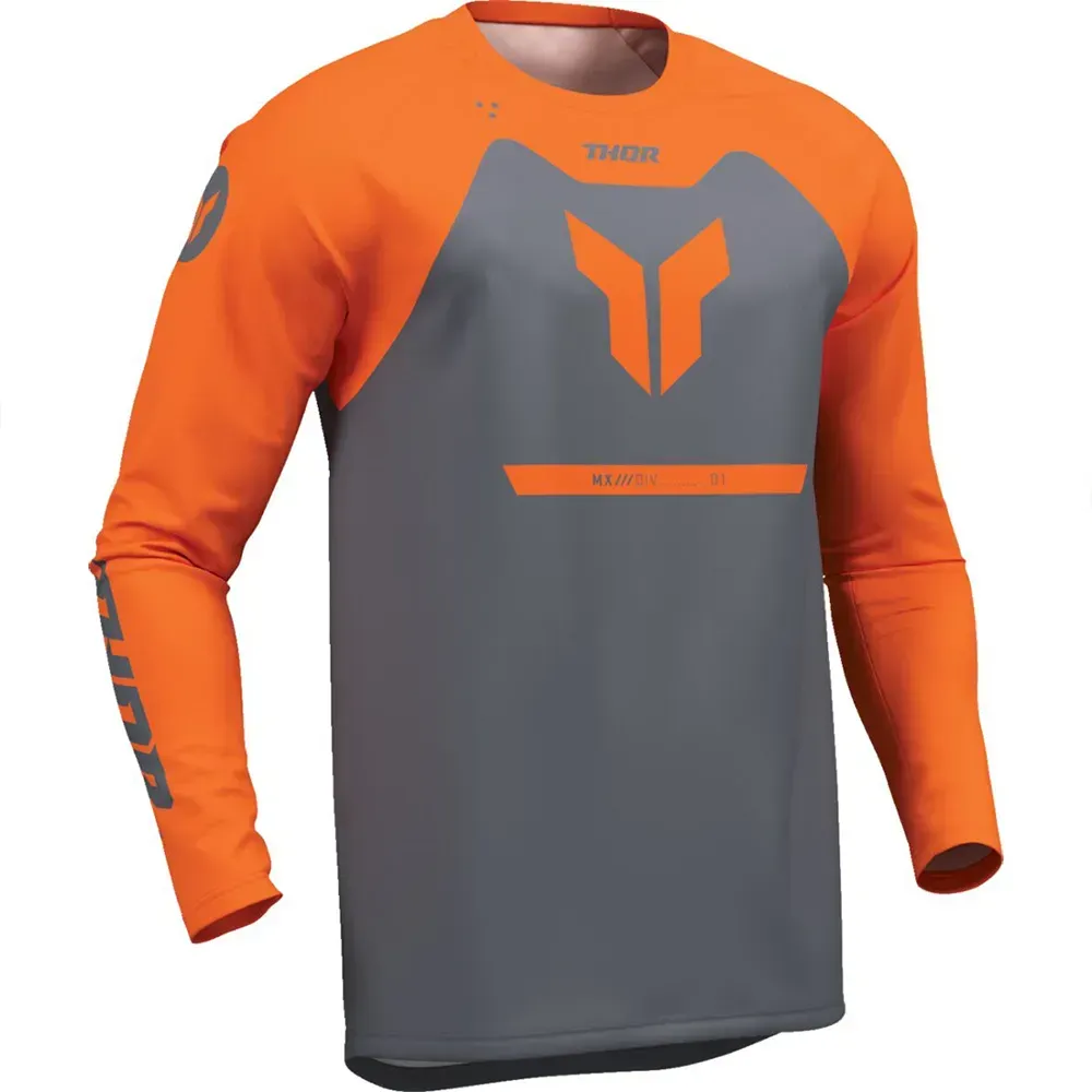 Thor Ridemode Menace Langarm-trikot - Gray / Orange - XL