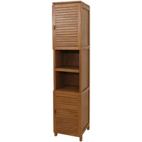 Mendler Teak-Hochschrank HWC-M87, Badschrank Badregal Badezimmer, hochwertiges B-Grade-Teak (Kernholz,
