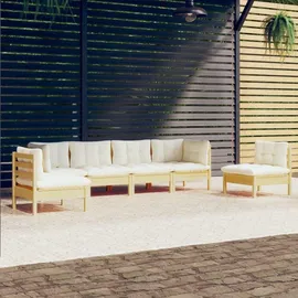 vidaXL Garten-Lounge-Set 6-tlg. creme Kiefer