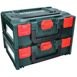 Metabo metaBOX 145 Set 2x System Werkzeug Koffer Stapelbar 396 x 296 x 145 mm + 2x Universaleinlage