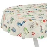 ANRO Tischdecke abwaschbar LANA Daphne-Geometrie (Einzelstück 1-tlg), wasserabweisend Daphne-Geometrie Weiß Oval 180x140cm weiß Oval | 140 cm x 180 cm