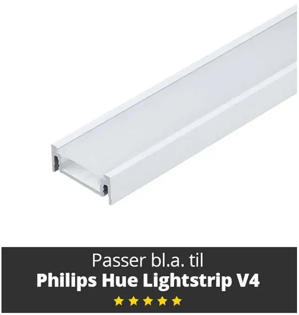 Aluminiumsprofil - Model S til Philips Hue og WiZ - Hvid