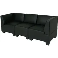 Mendler Modular 3-Sitzer Sofa Couch Lyon, Kunstleder ~ schwarz, hohe Armlehnen