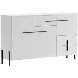 Feldmann-Wohnen Kombikommode Vigo 150 x 91 x 40 cm Weiß / Schwarz