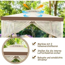 Goplus Pavillon 3 x 3 m inkl. 4 Seitenteile Beige