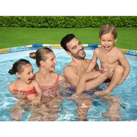 BESTWAY Steel Pro Paradise Frame Pool rund 274 x 66 cm bunt