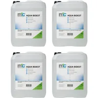 Medicalcorner24 Bidestilliertes Wasser AQUA BIDEST, zweifach destilliertes Wasser, Laborwasser Reinst-Wasser, 4 x 5 Liter Kanister