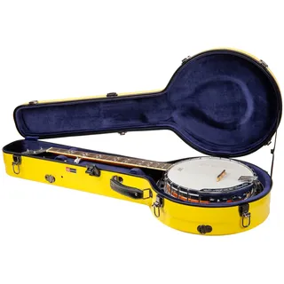 Crossrock CRF2000BJYL Fiberglas-Banjo-Koffer, passend für 5-saitige Resonator-Banjo, Rucksack-Stil in Gelb