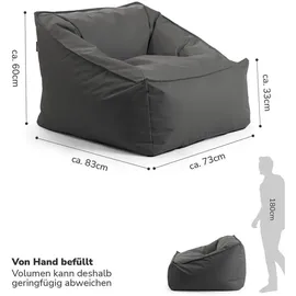 mokebo mokebo® Sitzsack, Schwarz, Textil, 75x60x95 cm, Oeko-Tex®, Gartenmöbel, Gartenstühle, Outdoor-Sitzsäcke