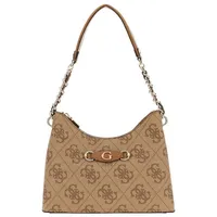 GUESS Izzy Top Zip Shoulder Bag Latte Logo
