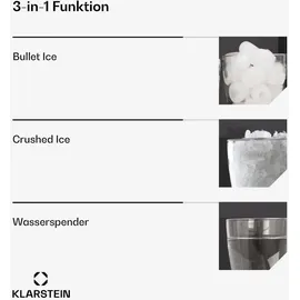 Klarstein ArcticBlend 3in1 Eiswürfelmaschine – 20 kg/24 h, Kugeleis & Crushed Ice, Wasserspender, 6-Liter-Wassertank, Edelstahl, Eiswürfelberei... | Schwarz