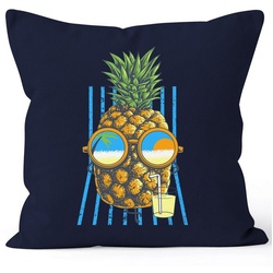 Autiga Dekokissen Kissenbezug chilling Ananas Pinapple Sommer Beach Cocktail 40×40 Autiga® blau