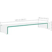 vidaXL TV-Tisch/Bildschirmerhöhung Glas Transparent 100x30x13 cm