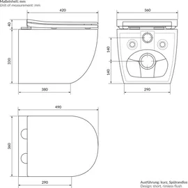 luxebath Hänge-WC mit WC-Sitz Schwarz matt Nano-Beschichtung
