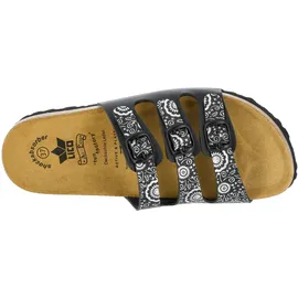 LICO Bioline Flower Pantoletten, Schwarz Silber, 39 EU