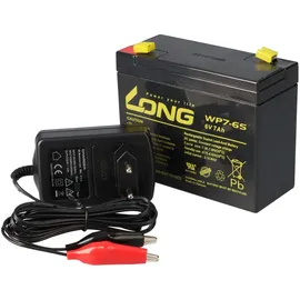 KungLong Set Bleiakku und Ladegerät 6V 7Ah 0,6A Lader