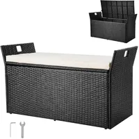 Vevor Gartenbank Sitztruhe Sitzbank Auflagenbox Kissenbox PE-Rattan 125x55x70cm