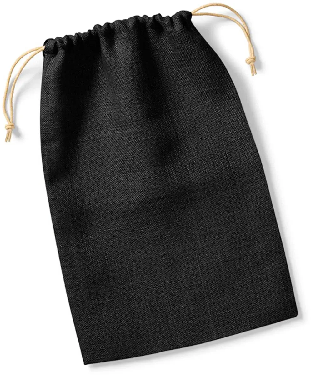 Westford Mill Jute Tasche mit Zugkordel Jute-Tasche W415 black/natural XL (55 x 75 cm)