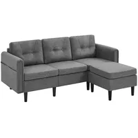 Ecksofa mit Ottomane Modernes 3-Sitzer Sofa Bequeme Couch Sessel L-Form