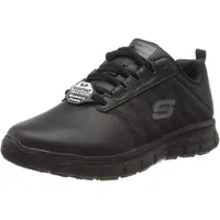 SKECHERS Damen Sure Track Erath Slip On Sneaker, Black Leather, 35 EU