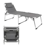 Spetebo Gartenliege XXL 200 x 70 cm Grau