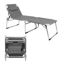 Spetebo Gartenliege XXL 200 x 70 cm Grau