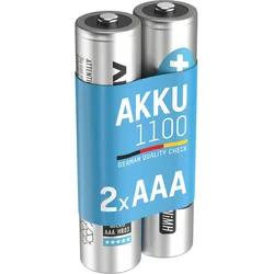 ANSMANN Akku Micro AAA, 2 Stück, 1050 mAh 1,2V NI-MH, wiederaufladbar EINHEITSGRÖSSE