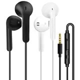 2 Pack kopfhörer In Ear Kopfhörer mit Kabel Ohrhörer mit Mikrofon und Lautstärkeregler Headset mit 3.5mm Klinkenstecker Kopfhörern für iPhone Samsung Huawei Android Smartphone Laptop MP3 Players