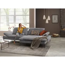 W.Schillig Ecksofa "enjoy&MORE, Designsofa, elegant und bequem, L-Form", grau (dolphin r66), B:294cm H:87cm T:185cm, Chenille-Flachgewebe R66 (85% Polyester, 15% Nylon);Longlife Xtra-Leder Z59: Glattleder mit modischer Prägung.