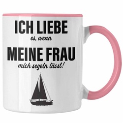 Trendation Tasse Trendation – Segeln Geschenk Tasse Segler Geschenkidee Segelmboot Kapitän Kaffeetasse Kaffeebecher rosa