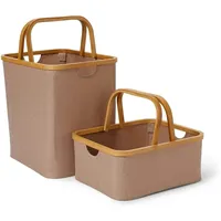Lumaland Bambus-Rahmen-Aufbewahrungskorb - 2er-Set - Taupe