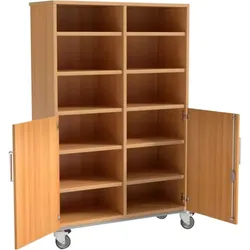 Schrank mit halben Türen unten und 12 Fächern