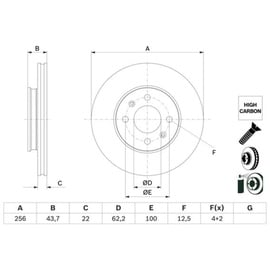 Bosch Bremsscheibe BOSCH 0 986 479 F29 vorne, belüftet, hochkarbonisiert, 1 Stück