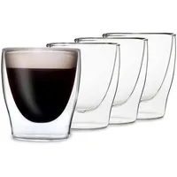 DUOS® Espressotassen Glas 4x80ml, Doppelwandige Gläser Latte Macchiato, Doppelwandige Kaffeegläser, Teegläser, Cappuccino Gläser, Eiskaffee Thermogläser doppelwandig, Latte Macchiato