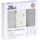 Alvi Mull-Windeln Faces 3er Pack | grau, weiß