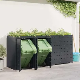 vidaXL Wagenmüllbehälter für 4 Behälter Anthrazit