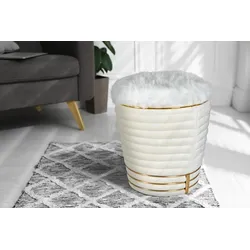 Kayoom Hocker Britteny 300 Elfenbein / Gold