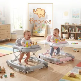 Bronea BRONEA® 4-in-1 Gehfrei Baby Lauflernwagen Schaukel Lauflernhilfe Babywalker mit Schaukelfunktion, Licht | Musik | Höhenverstellbar | Klappbar - Rosa - Rosa