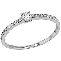 Amor Fingerring AMOR "2037434/-35/-36/-37" Gr. 52, weiß (weißgoldfarben, kristallweiß), Fingerringe, Damen, 52, Weißgold 333, 0,9mm, Fingerring, mit Zirkonia (synth.)