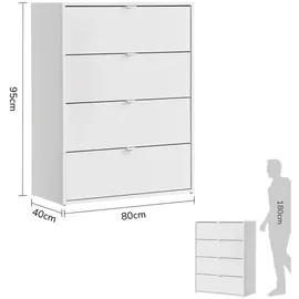 mokebo Kommode mit 4 Schubladen in Weiß Die Stilvolle Highboard Anrichte oder Sideboard