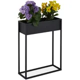 Relaxdays Blumenständer, Metall, HxBxT: 70x55x20 cm, stehend, Wohnzimmer & Küche, rechteckiger Übertopfständer, schwarz