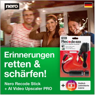 Nero - Retten Sie Ihre Erinnerungen | Video Grabber + Scart Adapter + AI Video Upscaler Pro Unlimited | Videoqualität verbessern| VHS digitalisieren | S-VHS | Hi8 | Super 8 | Windows 11/10