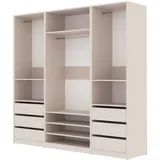 marmex möbel Kleiderschrank TRES 200 x 206 x 51 cm Beige/Grau